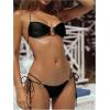 imageSOLY HUX Bathing Suit for Women Halter Ring Linked Tie Side Bikini Sets Two Piece SwimsuitPlain Black