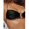imageSOLY HUX Bathing Suit for Women Halter Ring Linked Tie Side Bikini Sets Two Piece SwimsuitPlain Black