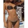 imageSOLY HUX Bathing Suit for Women Halter Ring Linked Tie Side Bikini Sets Two Piece SwimsuitPlain Coffee Brown