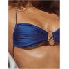 imageSOLY HUX Bathing Suit for Women Halter Ring Linked Tie Side Bikini Sets Two Piece SwimsuitPlain Dark Blue