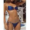 imageSOLY HUX Bathing Suit for Women Halter Ring Linked Tie Side Bikini Sets Two Piece SwimsuitPlain Dark Blue