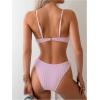 imageSOLY HUX Bikini Sets for Women Underwire Bikini Textured Bathing Suits Two Piece SwimsuitPlain Pink