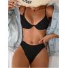 imageSOLY HUX Bikini Sets for Women Underwire Bikini Textured Bathing Suits Two Piece SwimsuitSolid Black