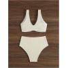 imageSOLY HUX Womens 2 Piece Bikini Set Ring Linked High Waisted Textured Bathing Suit SwimwearBeige