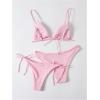 imageSOLY HUX Womens 3 Piece Swimsuit Triangle Tie Side Bikini Sets Bathing Suit with ThongPlain Light Pink
