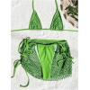 imageSOLY HUX Womens 3 Piece Swimsuits Hollow Out Halter Triangle Tie Side Bikini Sets Bathing Suit with Beach SkirtPlain Lime Green
