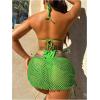imageSOLY HUX Womens 3 Piece Swimsuits Hollow Out Halter Triangle Tie Side Bikini Sets Bathing Suit with Beach SkirtPlain Lime Green