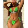 imageSOLY HUX Womens 3 Piece Swimsuits Hollow Out Halter Triangle Tie Side Bikini Sets Bathing Suit with Beach SkirtPlain Lime Green