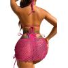 imageSOLY HUX Womens 3 Piece Swimsuits Hollow Out Halter Triangle Tie Side Bikini Sets Bathing Suit with Beach SkirtSolid Hotpink