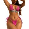 imageSOLY HUX Womens 3 Piece Swimsuits Hollow Out Halter Triangle Tie Side Bikini Sets Bathing Suit with Beach SkirtSolid Hotpink