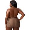 imageSOLY HUX Womens 3 Piece Swimsuits Plus Size Halter Triangle Tie Side Bikini Sets Bathing Suit with Beach SkirtPure Coffee Brown