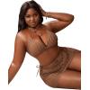 imageSOLY HUX Womens 3 Piece Swimsuits Plus Size Halter Triangle Tie Side Bikini Sets Bathing Suit with Beach SkirtPure Coffee Brown
