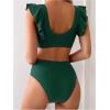 imageSOLY HUX Womens Bathing Suit V Neck Ruffle High Waisted Bikini Sets Two Piece SwimsuitSolid Army Green