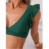 imageSOLY HUX Womens Bathing Suit V Neck Ruffle High Waisted Bikini Sets Two Piece SwimsuitSolid Army Green