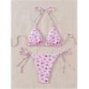 imageSOLY HUX Womens Bikini Sets Cherry Print Halter Triangle Tie Side Bathing Suits 2 Piece SwimsuitPink Cherry