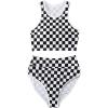 imageSOLY HUX Womens Bikini Sets Plaid High Waisted Bathing Suits Two Piece SwimsuitBlack and White Checkered