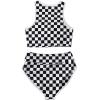 imageSOLY HUX Womens Bikini Sets Plaid High Waisted Bathing Suits Two Piece SwimsuitBlack and White Checkered