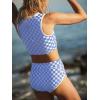 imageSOLY HUX Womens Bikini Sets Plaid High Waisted Bathing Suits Two Piece SwimsuitBlue Checkered