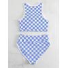 imageSOLY HUX Womens Bikini Sets Plaid High Waisted Bathing Suits Two Piece SwimsuitBlue Checkered