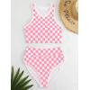 imageSOLY HUX Womens Bikini Sets Plaid High Waisted Bathing Suits Two Piece SwimsuitPink Checkered