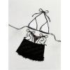 imageSOLY HUX Womens Cheeky Swimsuits Floral Lace Halter Bikini Set Bathing Suits with Cover Up SkirtsBlack Floral