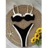 imageSOLY HUX Womens Color Block Bikini Sets 2 Piece Bathing Suits High Cut Cheeky SwimsuitsBlack and White