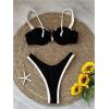 imageSOLY HUX Womens Color Block Bikini Sets 2 Piece Bathing Suits High Cut Cheeky SwimsuitsBlack and White