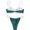 imageSOLY HUX Womens Color Block Underwire Bikini Sets Bathing Suits Two Piece SwimsuitsDark Green and White Colorblock
