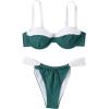 imageSOLY HUX Womens Color Block Underwire Bikini Sets Bathing Suits Two Piece SwimsuitsDark Green and White Colorblock
