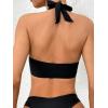 imageSOLY HUX Womens Criss Cross Halter Bikini Top Knot Front Swimsuit Bathing Suit TopsSolid Black