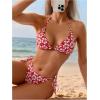 imageSOLY HUX Womens Floral Print Swimsuit Halter Triangle Tie Side String Bikini Set Two Piece Bathing SuitRed and White Floral