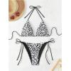 imageSOLY HUX Womens Leopard Print Bikini Sets Halter Triangle Tie Side Two Piece Swimsuit Bathing SuitsBlack and White Leopard