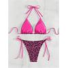 imageSOLY HUX Womens Leopard Print Bikini Sets Halter Triangle Tie Side Two Piece Swimsuit Bathing SuitsHotpink Leopard