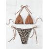 imageSOLY HUX Womens Leopard Print Bikini Sets Halter Triangle Tie Side Two Piece Swimsuit Bathing SuitsMulticoloured Leopard