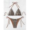 imageSOLY HUX Womens Leopard Print Bikini Sets Halter Triangle Tie Side Two Piece Swimsuit Bathing SuitsMulticoloured Leopard