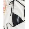 imageSOLY HUX Womens Metallic Halter Top Two Piece Swimsuit Tie Side Triangle Thong Bikini Bathing SwimwearBlack Leather