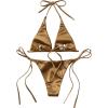 imageSOLY HUX Womens Metallic Halter Top Two Piece Swimsuit Tie Side Triangle Thong Bikini Bathing SwimwearGold