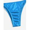 imageSOLY HUX Womens Metallic Halter Top Two Piece Swimsuit Tie Side Triangle Thong Bikini Bathing SwimwearPlain Blue Metallic