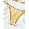 imageSOLY HUX Womens Metallic Halter Top Two Piece Swimsuit Tie Side Triangle Thong Bikini Bathing SwimwearPlain Golid Metallic