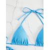 imageSOLY HUX Womens Metallic Halter Top Two Piece Swimsuit Tie Side Triangle Thong Bikini Bathing SwimwearPlain Light Blue