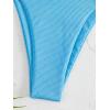 imageSOLY HUX Womens Metallic Halter Top Two Piece Swimsuit Tie Side Triangle Thong Bikini Bathing SwimwearPlain Light Blue