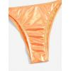 imageSOLY HUX Womens Metallic Halter Top Two Piece Swimsuit Tie Side Triangle Thong Bikini Bathing SwimwearPlain Orange