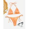 imageSOLY HUX Womens Metallic Halter Top Two Piece Swimsuit Tie Side Triangle Thong Bikini Bathing SwimwearPlain Orange