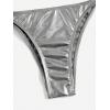 imageSOLY HUX Womens Metallic Halter Top Two Piece Swimsuit Tie Side Triangle Thong Bikini Bathing SwimwearSilver Plain