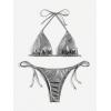 imageSOLY HUX Womens Metallic Halter Top Two Piece Swimsuit Tie Side Triangle Thong Bikini Bathing SwimwearSilver Plain