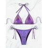 imageSOLY HUX Womens Metallic Halter Top Two Piece Swimsuit Tie Side Triangle Thong Bikini Bathing SwimwearViolet Purple Metallic