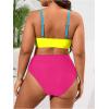 imageSOLY HUX Womens Plus Size Bathing Suit Color Block Criss Cross Wrap High Waisted Swimsuit Two Piece Bikini SetsBlue and Hotpink