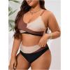 imageSOLY HUX Womens Plus Size Bathing Suit Color Block Criss Cross Wrap High Waisted Swimsuit Two Piece Bikini SetsBrown and Black