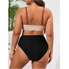 imageSOLY HUX Womens Plus Size Bathing Suit Color Block Criss Cross Wrap High Waisted Swimsuit Two Piece Bikini SetsBrown and Black