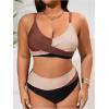 imageSOLY HUX Womens Plus Size Bathing Suit Color Block Criss Cross Wrap High Waisted Swimsuit Two Piece Bikini SetsBrown and Black